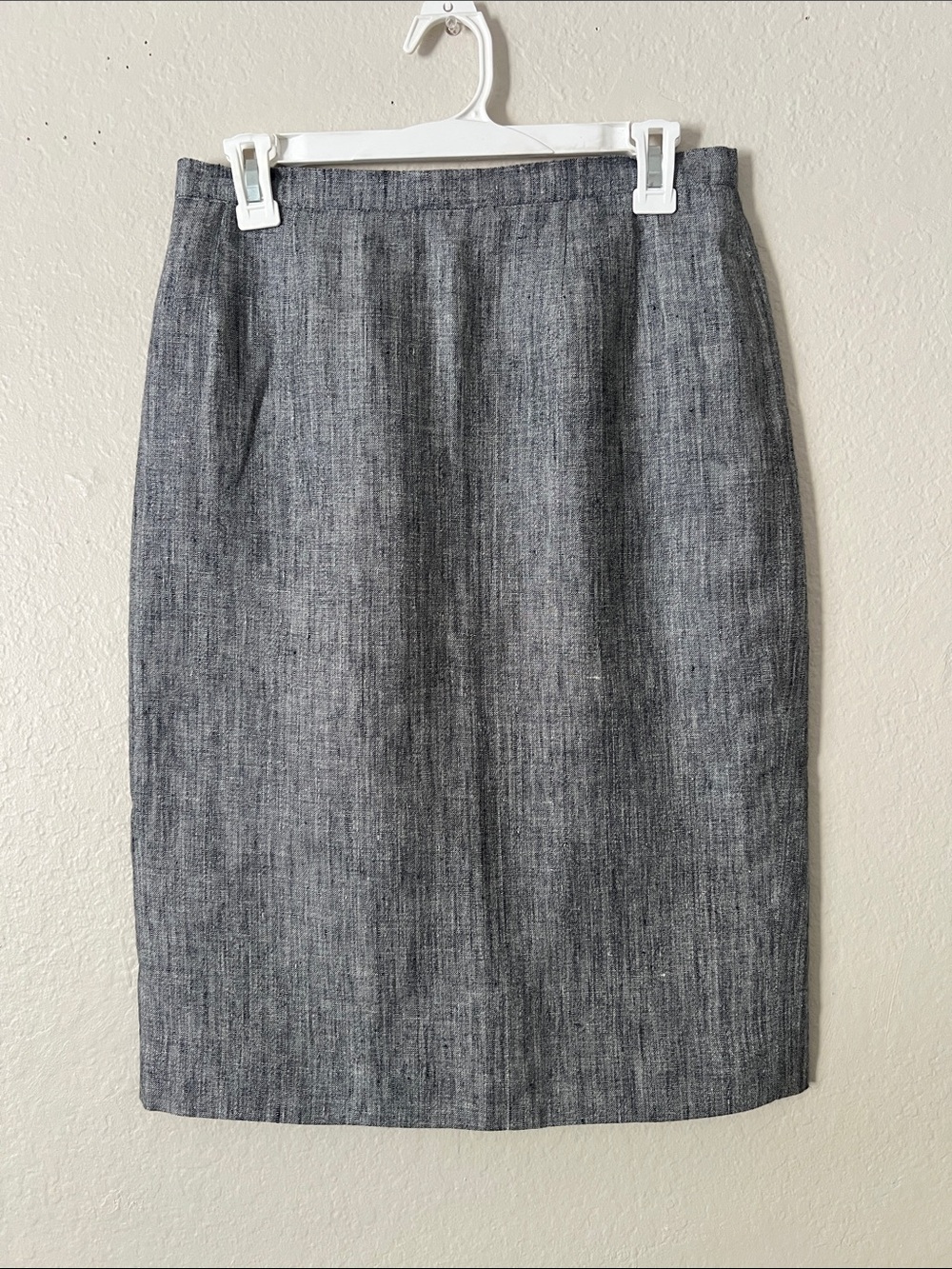 NWOT RICKIE FREEMAN for TERI JON Classic Gray Linen Pencil Skirt Size 8
